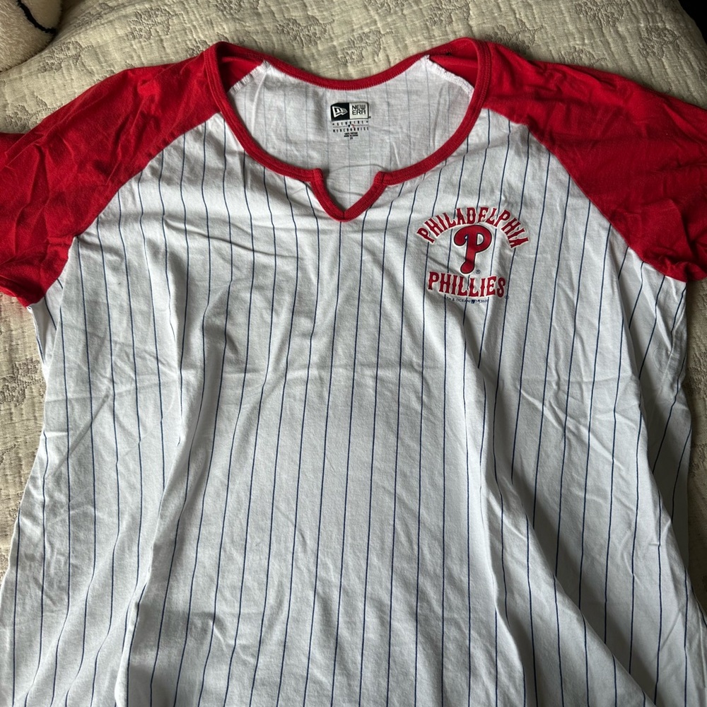 Philadelphia Phillies Women's Red and White Top